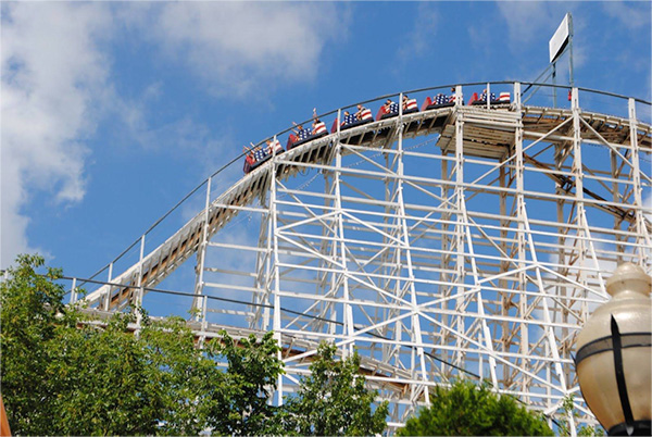Six Flags New England visitors ride The Cyclone