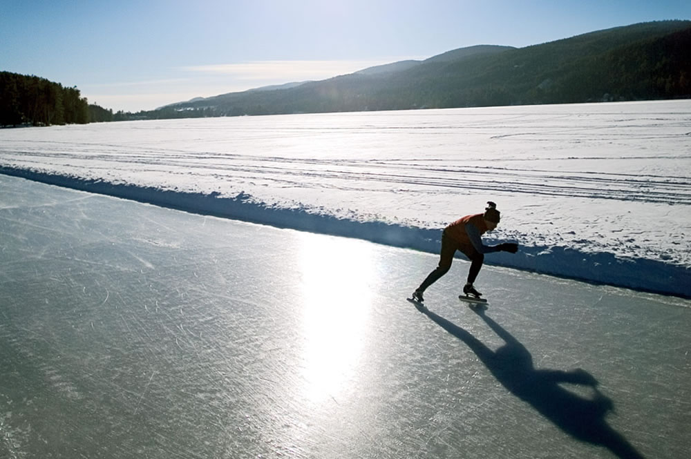 Ice skating on Lake Morey