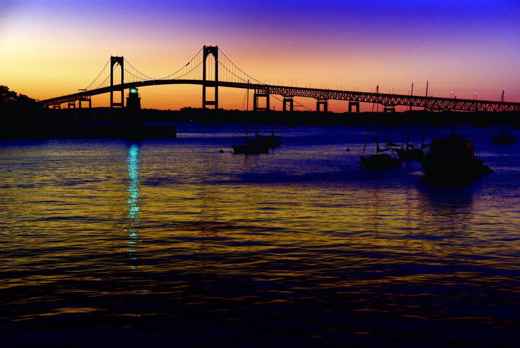 Twilight over harbor in Newport Rhode Island by pshutterbug