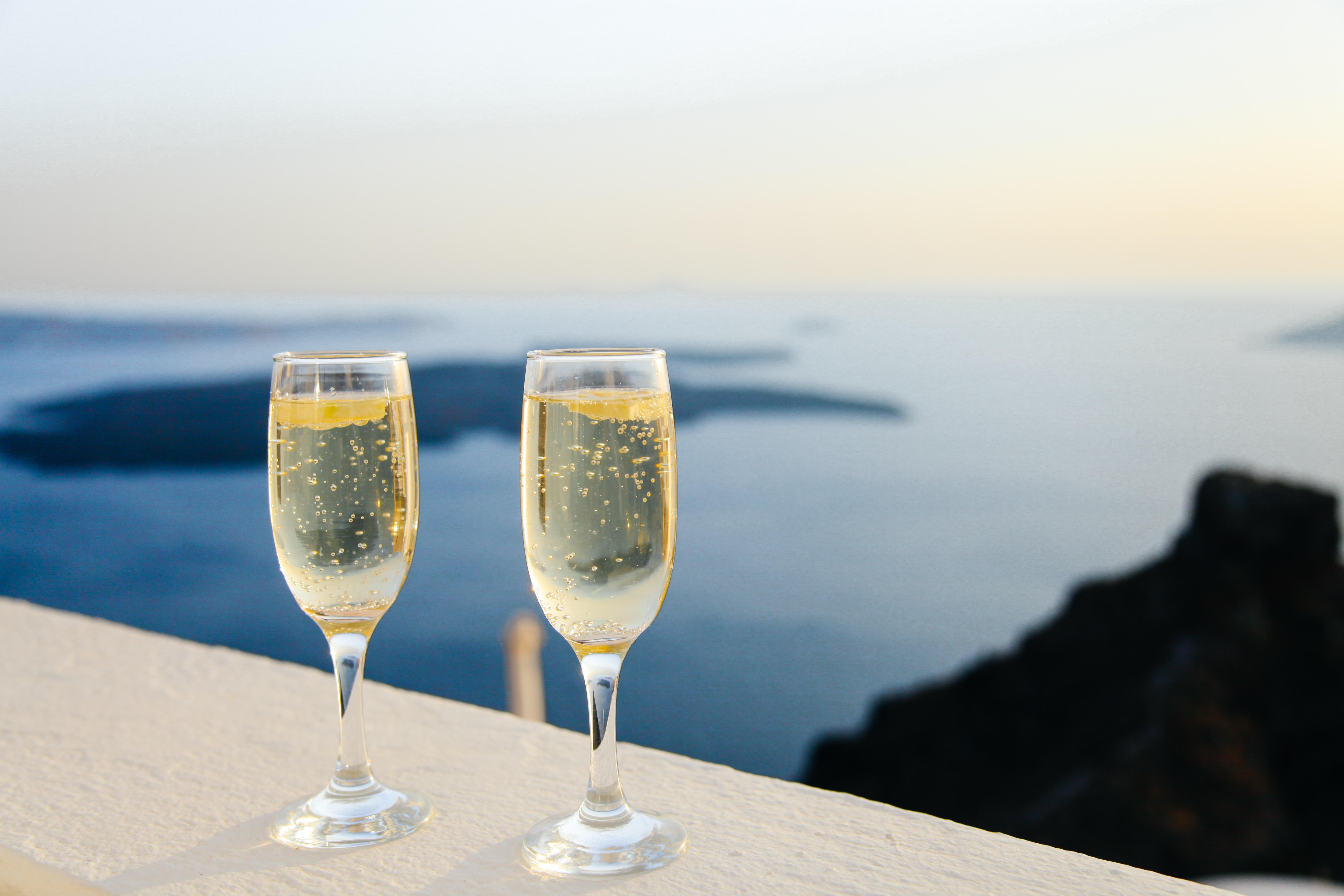 Two glasses of champagne to enjoy on a Valentine's Day getaway.
