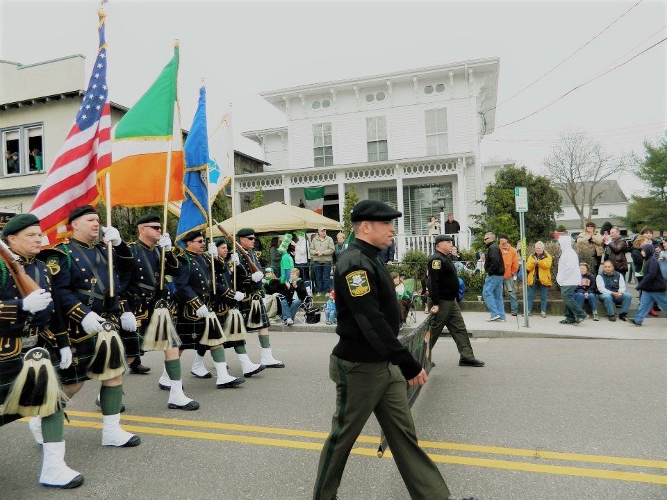 The Irish parade in Mystic, Connecticut.
