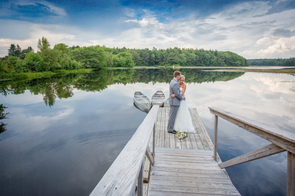 Wedding by the pond at Sebasco Harbor Resort, perfect for a New England elopement.