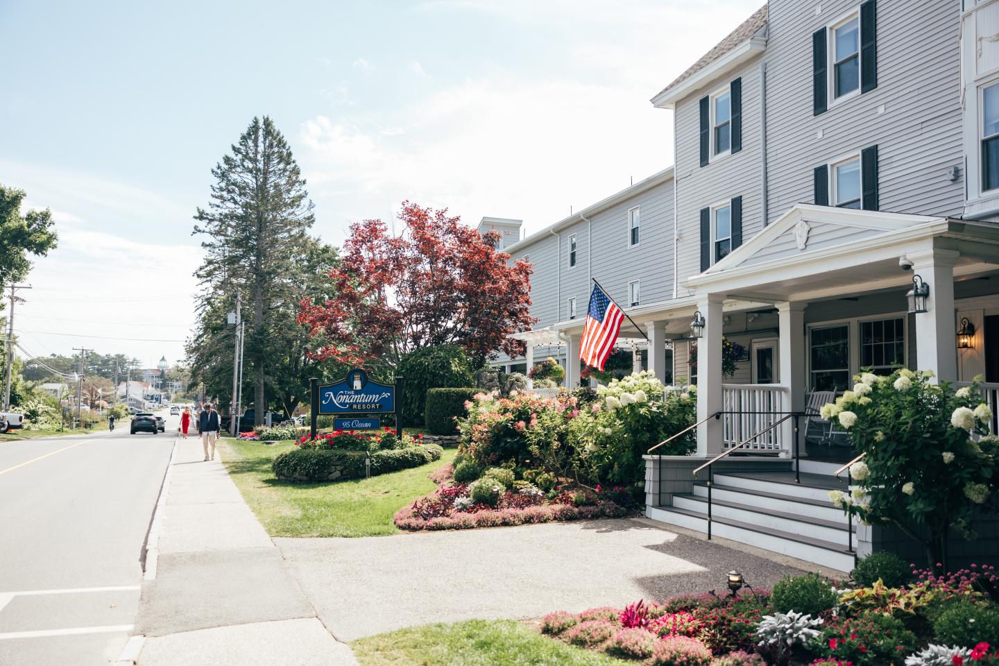 Front entrance of resort on sunny day