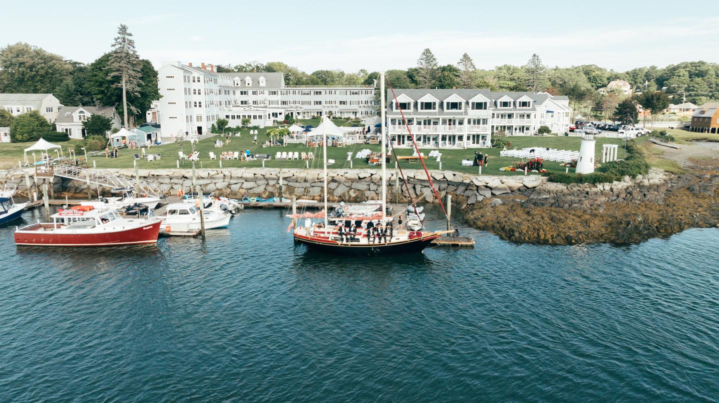 Ariel view of resort from the Kennebunk river.
