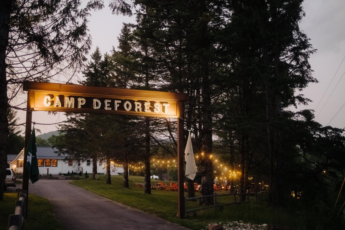 Camp DeForest Entrance at Dusk