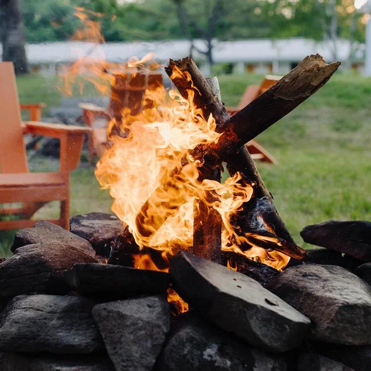 Campfire lit at Camp DeForest