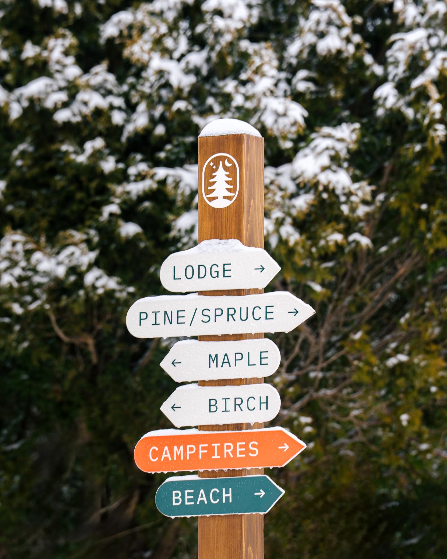 Signpost in Winter at Camp DeForest
