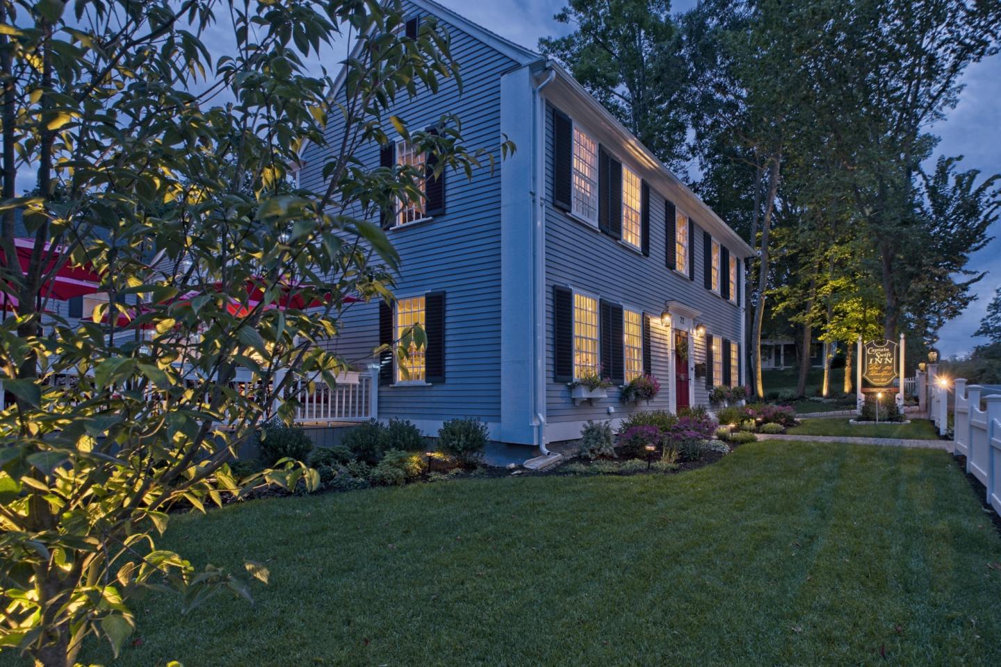 Front of Inn at dusk