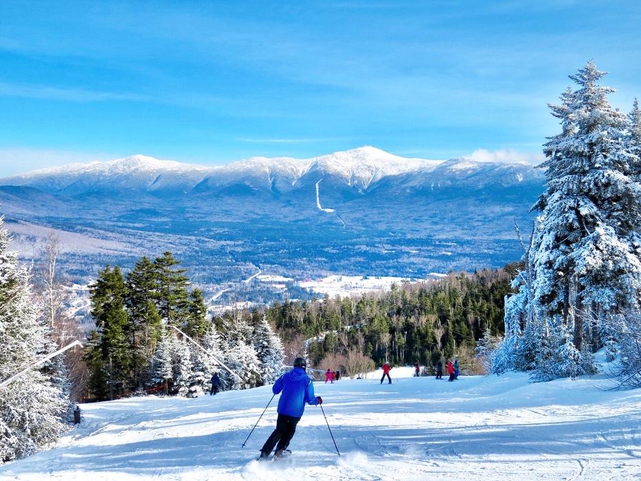 Skier on a bluebird day