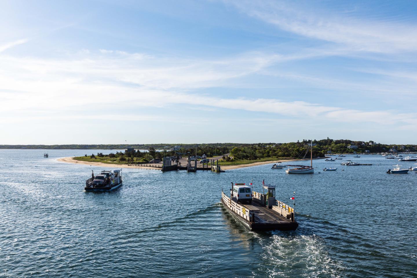 Ships arriving on the shore of Edgartown, MA