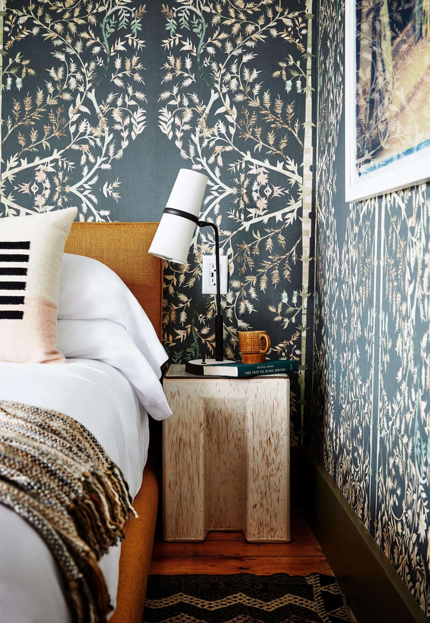 Close of detail shot of a guest room at Block Island Beach House