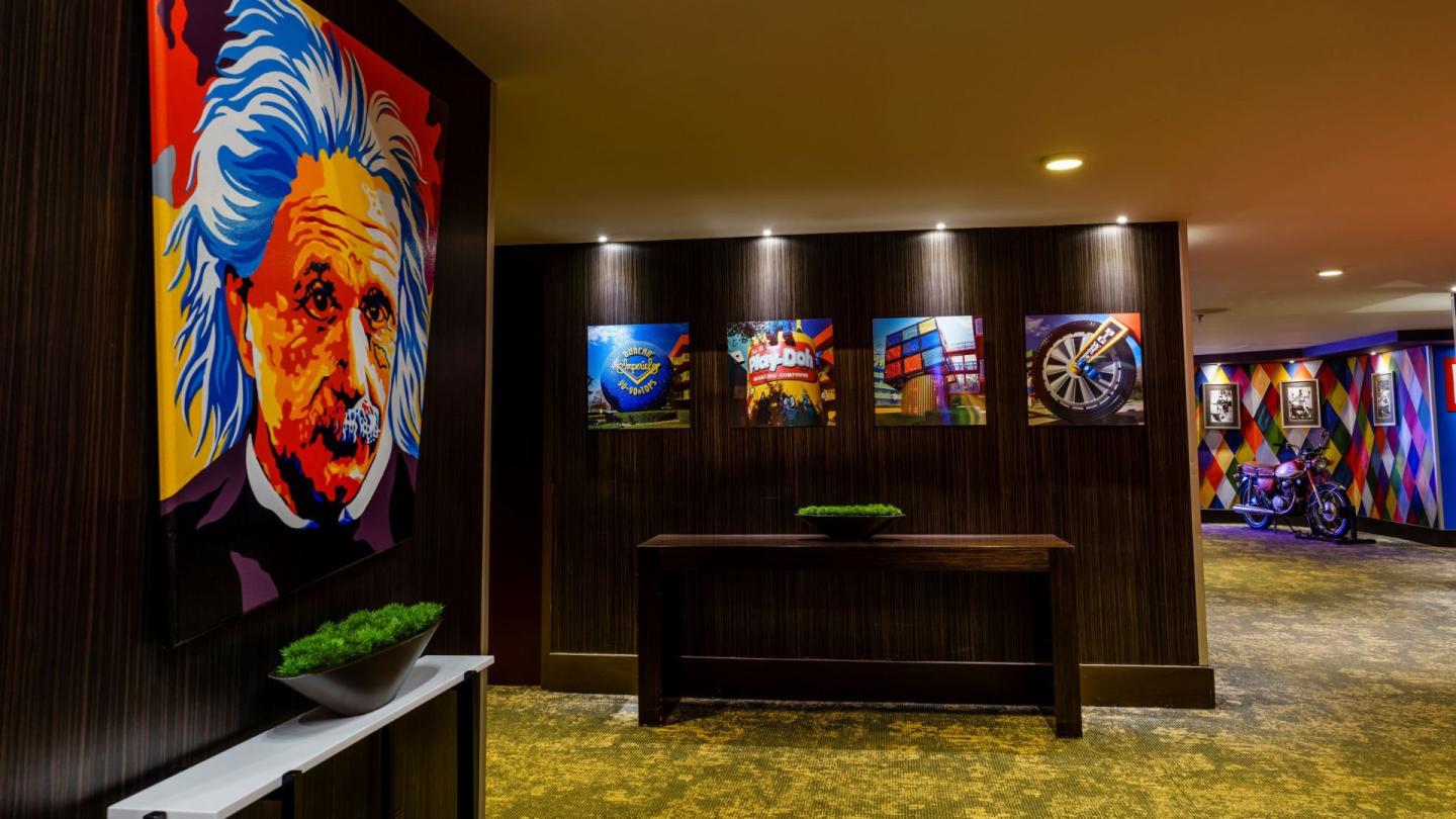 artwork on walls of hotel