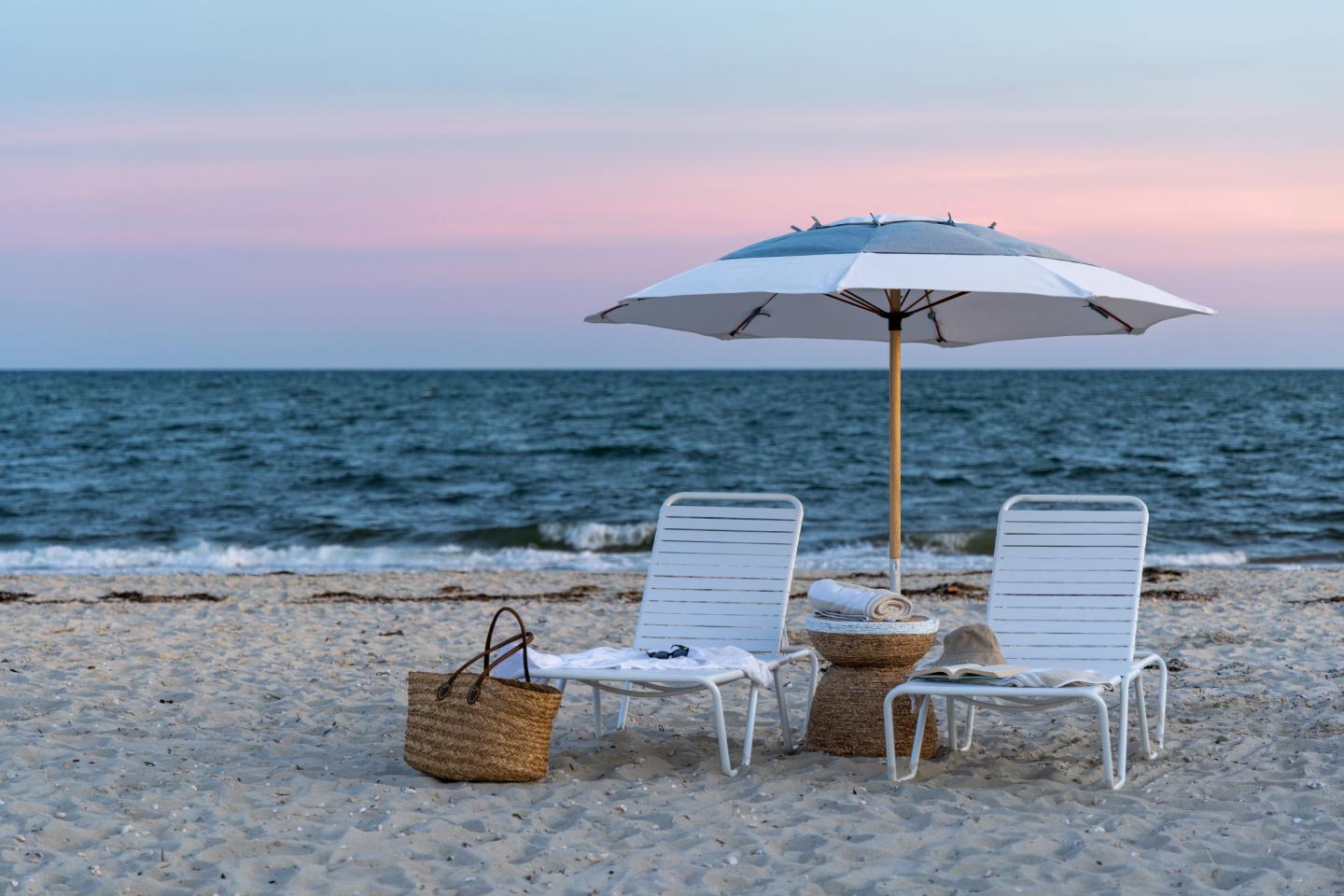 Complementary Beach Chairs and Umbrellas