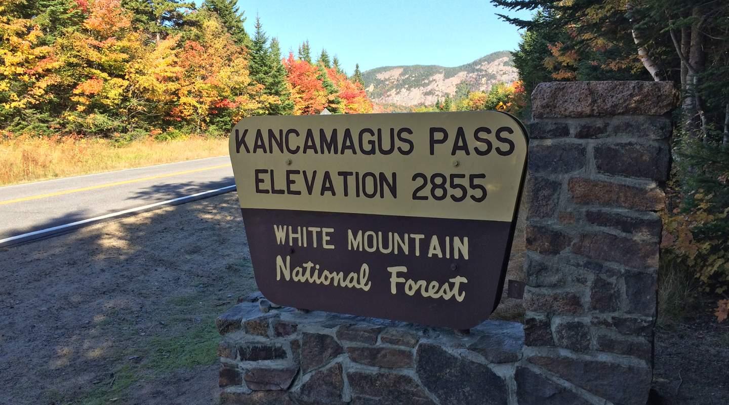US Forest Service Sign at the top of Kancamagus Highway