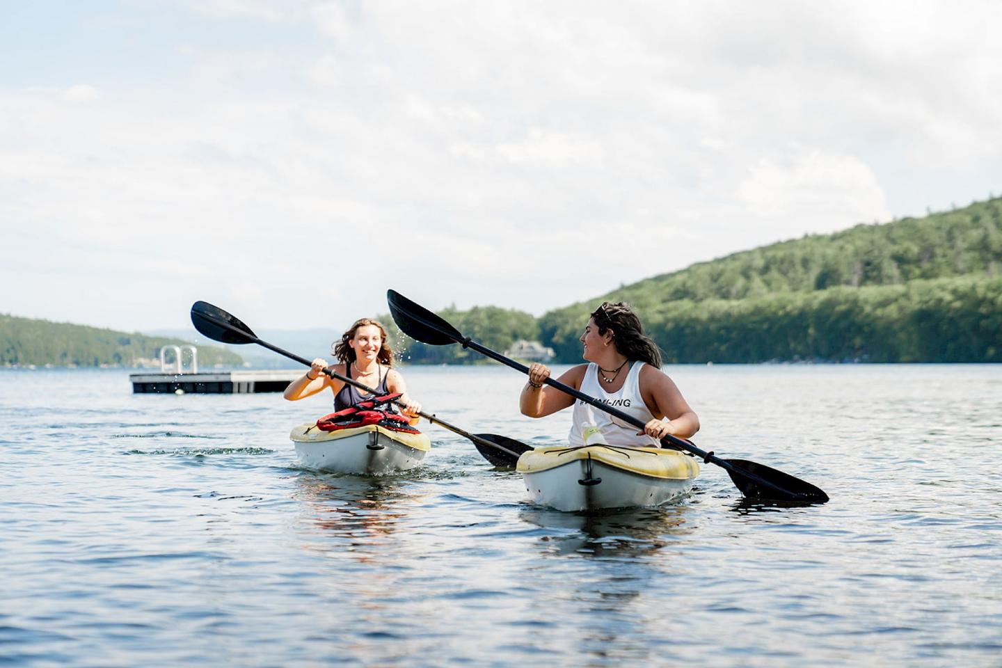 Two people canoeing