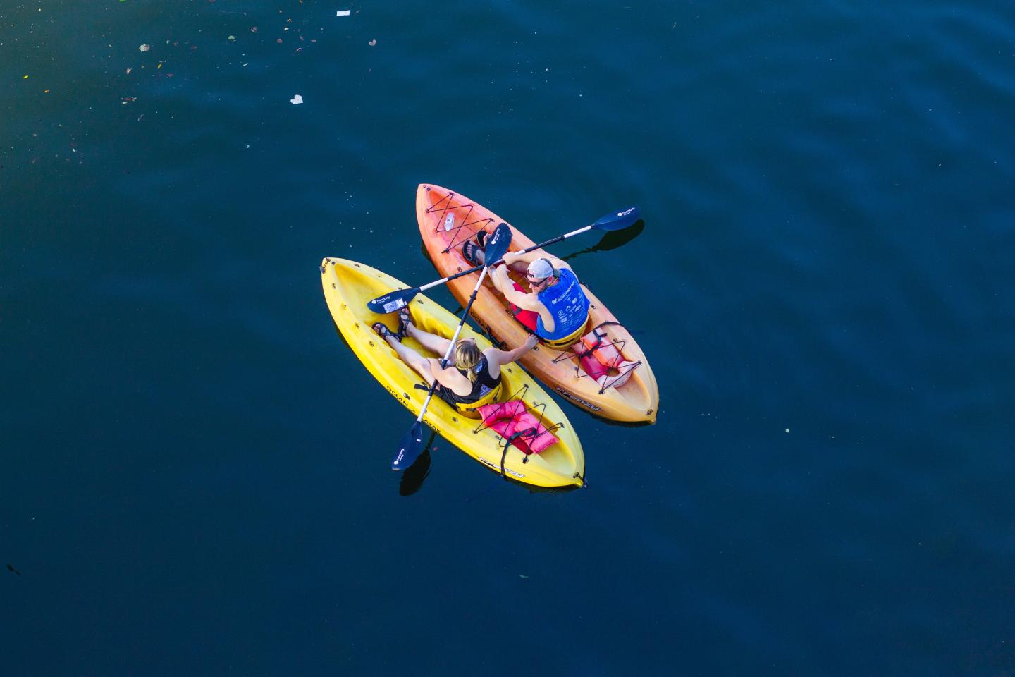 two people sea kayaking