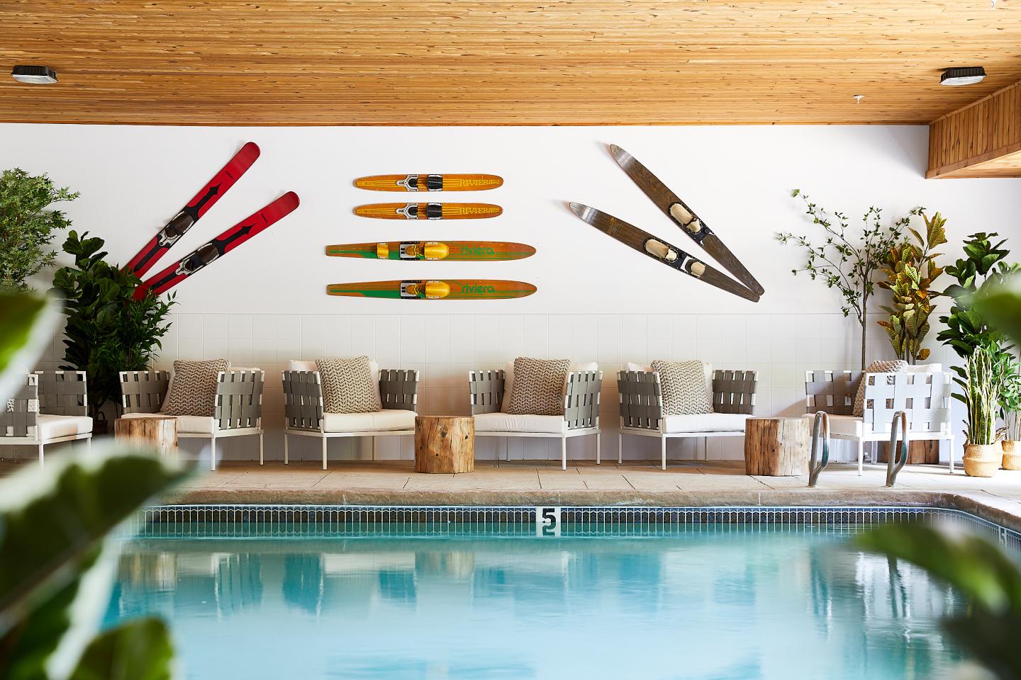 Indoor swimming pool at Bluebird Sunapee