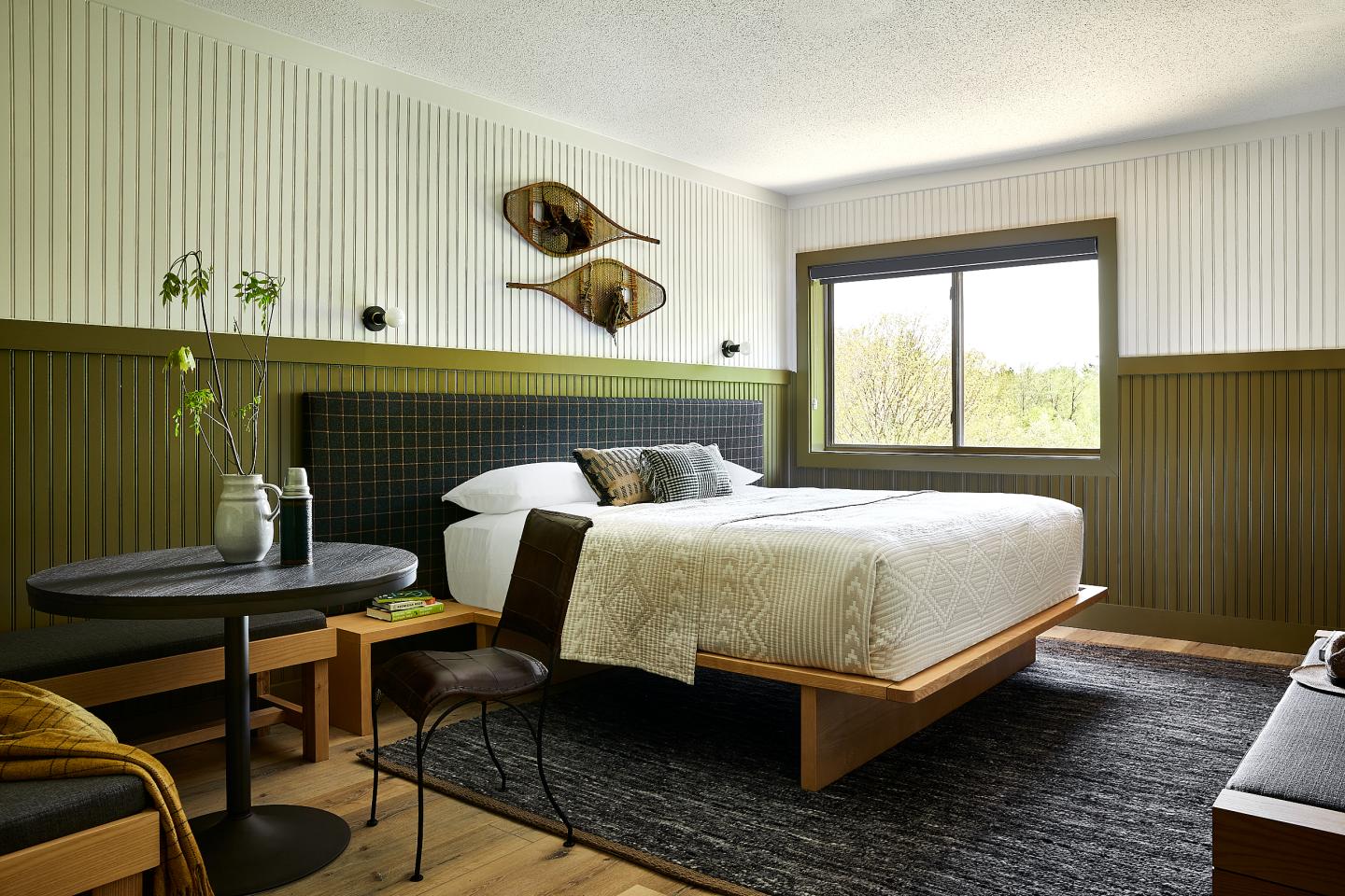 A king guest room at Bluebird Sunapee