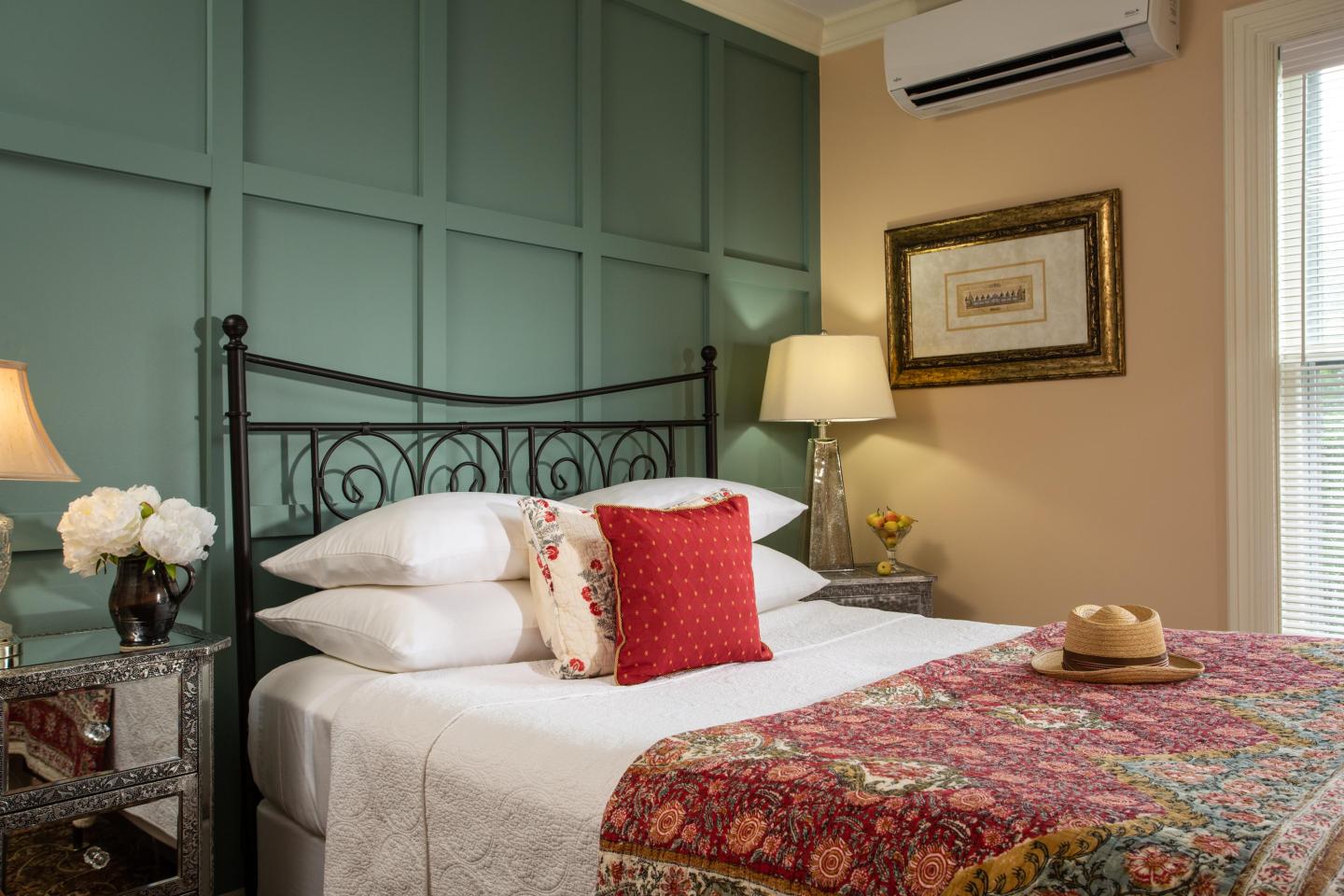 Cozy bedroom with an oversized bathroom