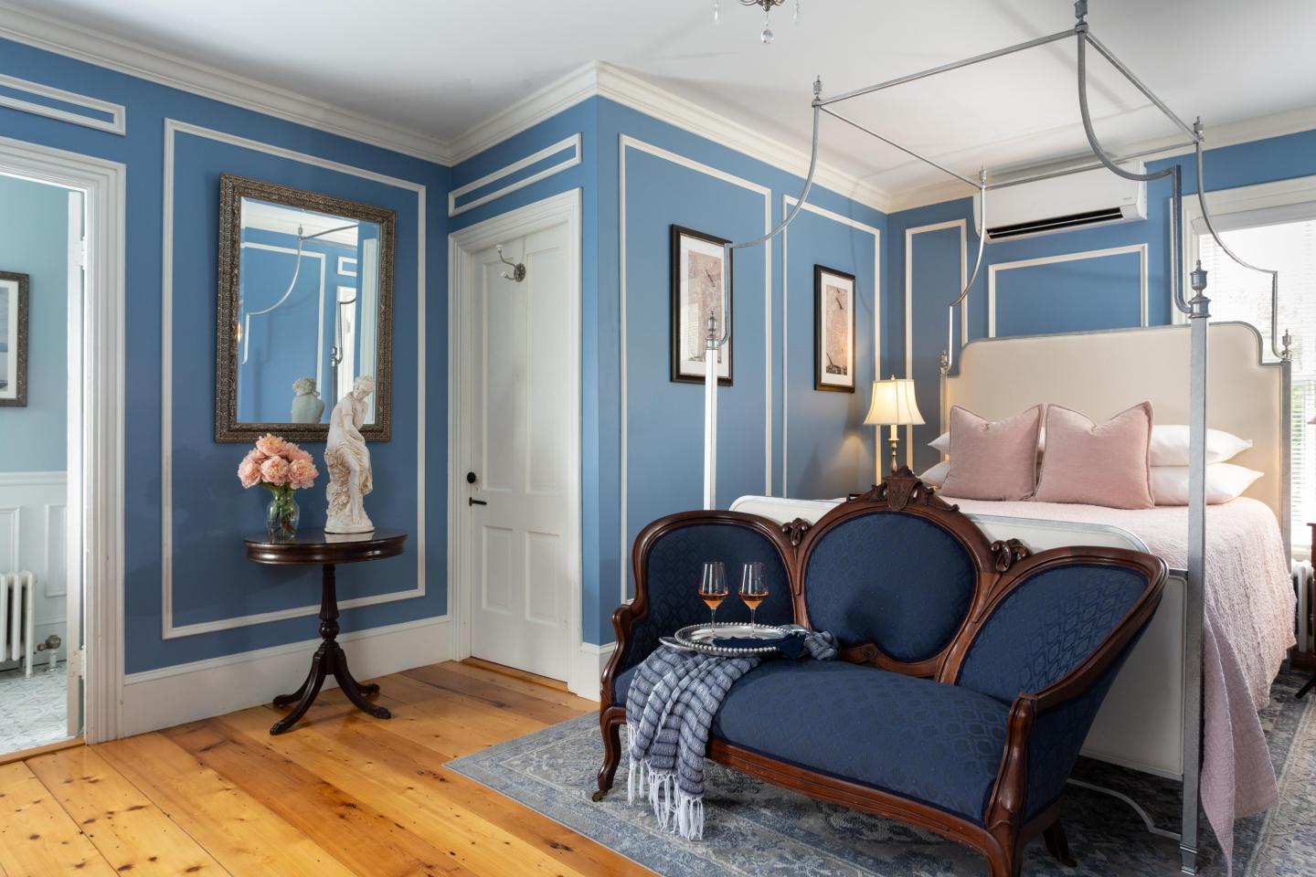 Romantic bedroom in an historic inn