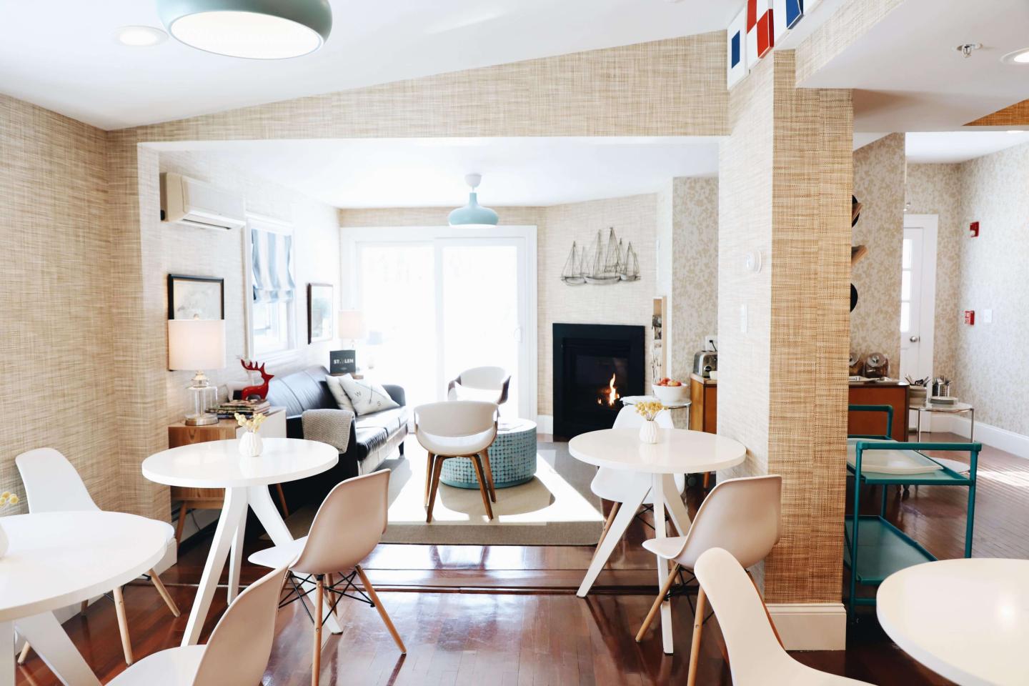 Interior common space at The Hotel Marblehead