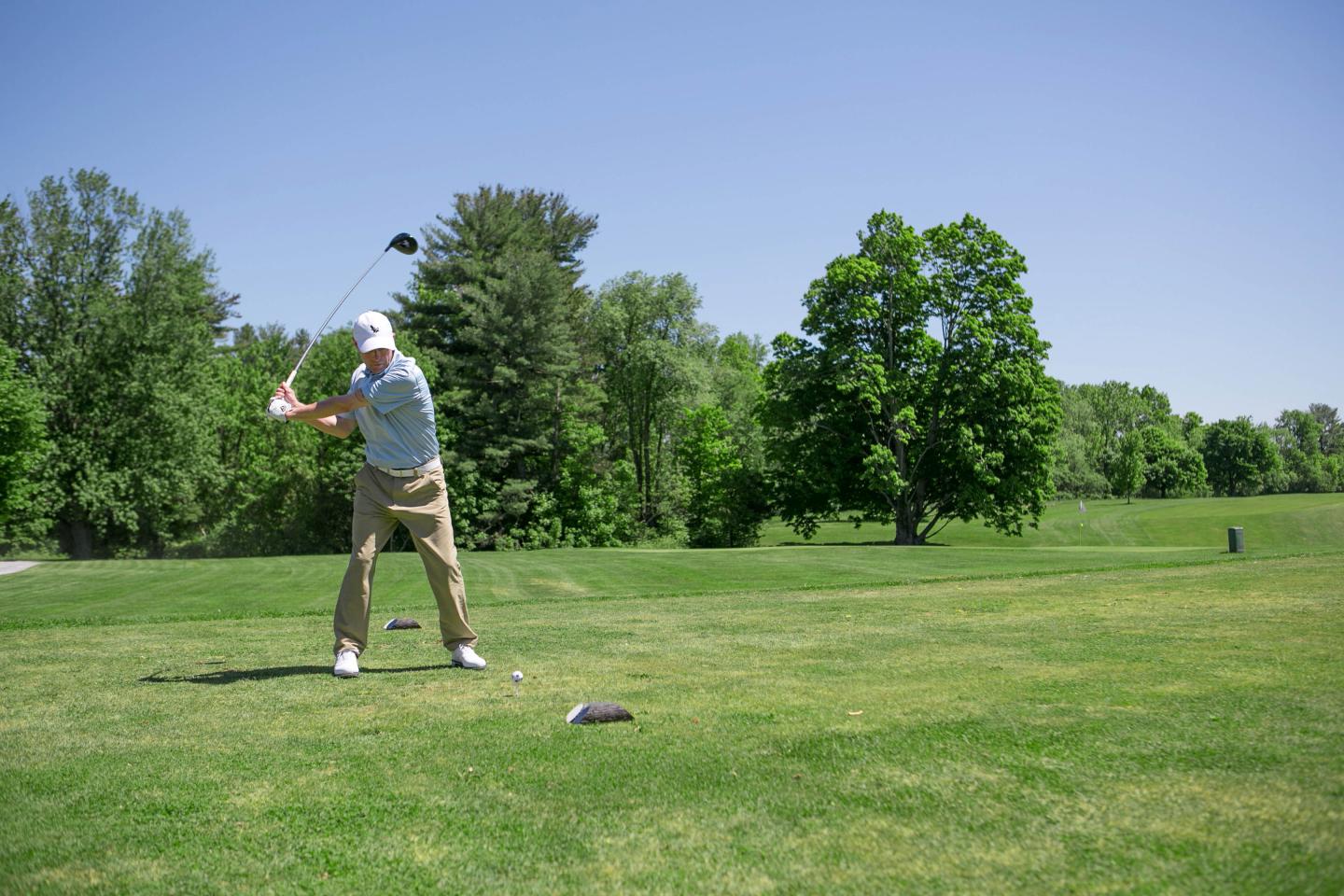 Teeing off at the first hole