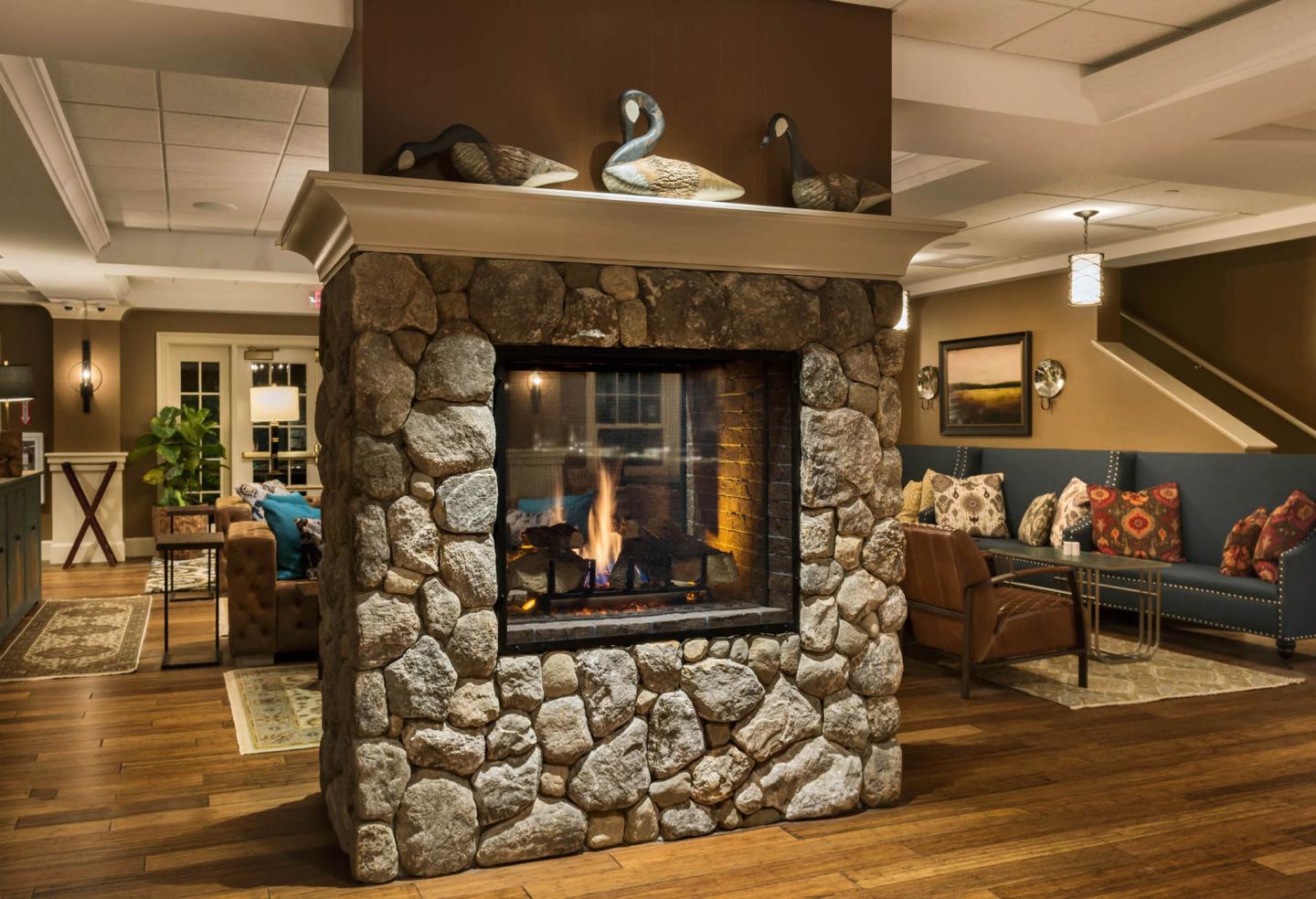 Fireplace in Lobby at the Grand at the Bedford Village Inn