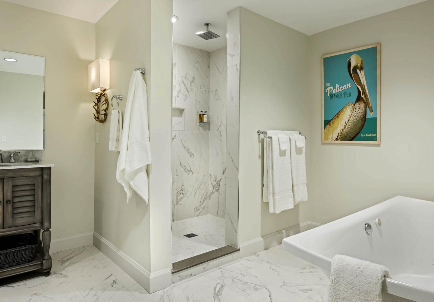 Grand King Suite Bathroom at the Grand at the Bedford Village Inn