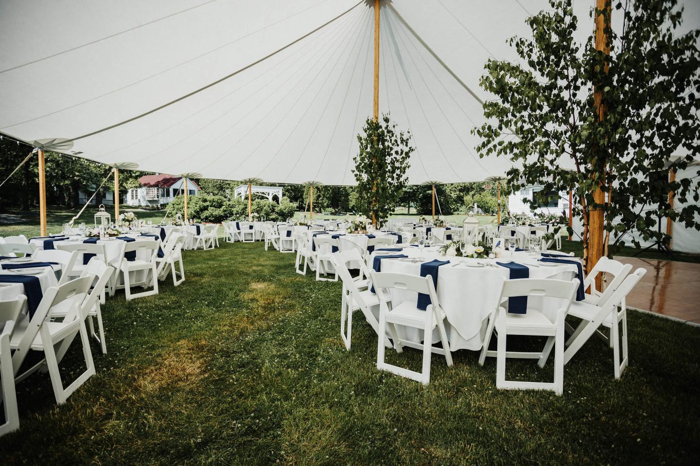 Tented wedding reception at Basin Harbor