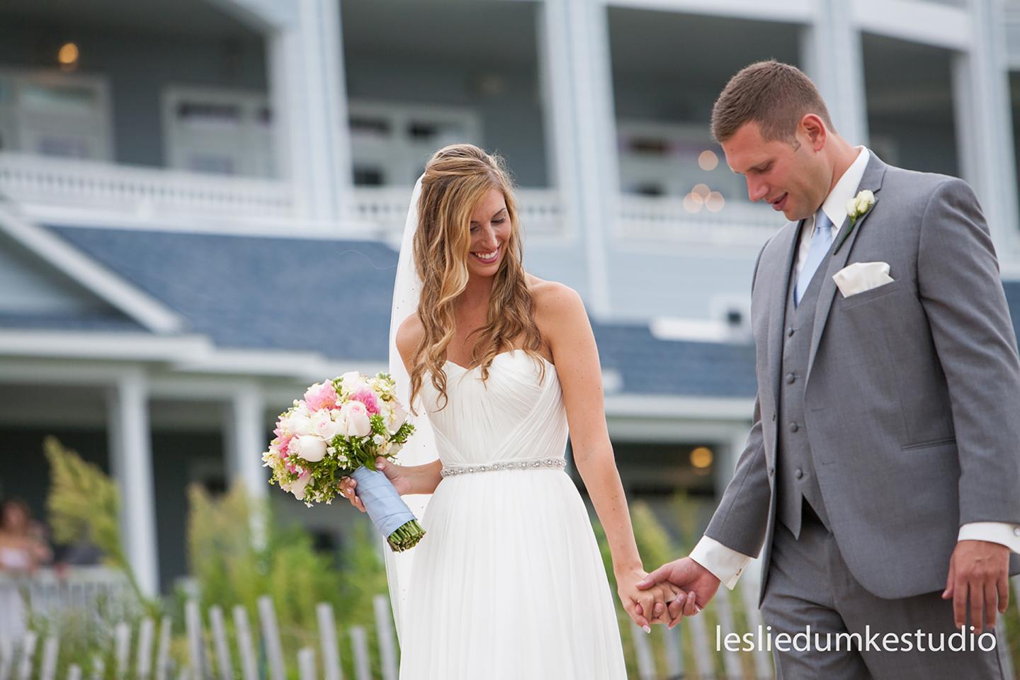 Bride & Groom, Madison Beach Hotel in the background