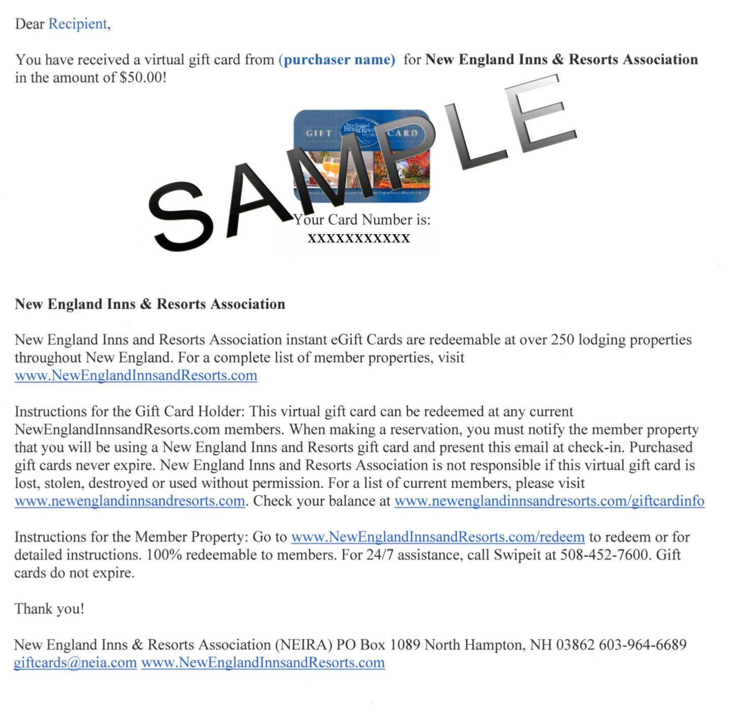 e gift card sample