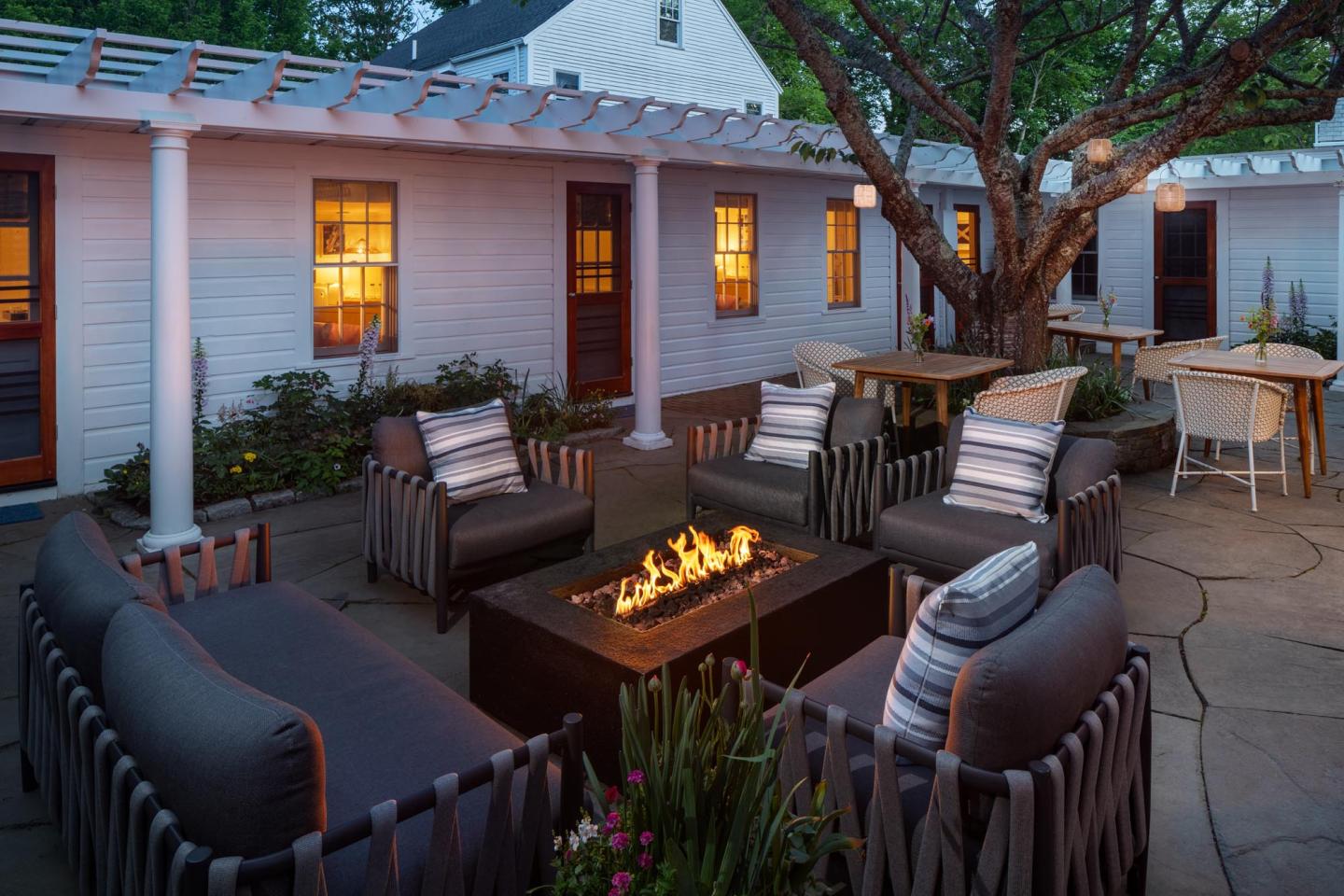 Private Patio at Dusk 76 Main Nantucket Hotel