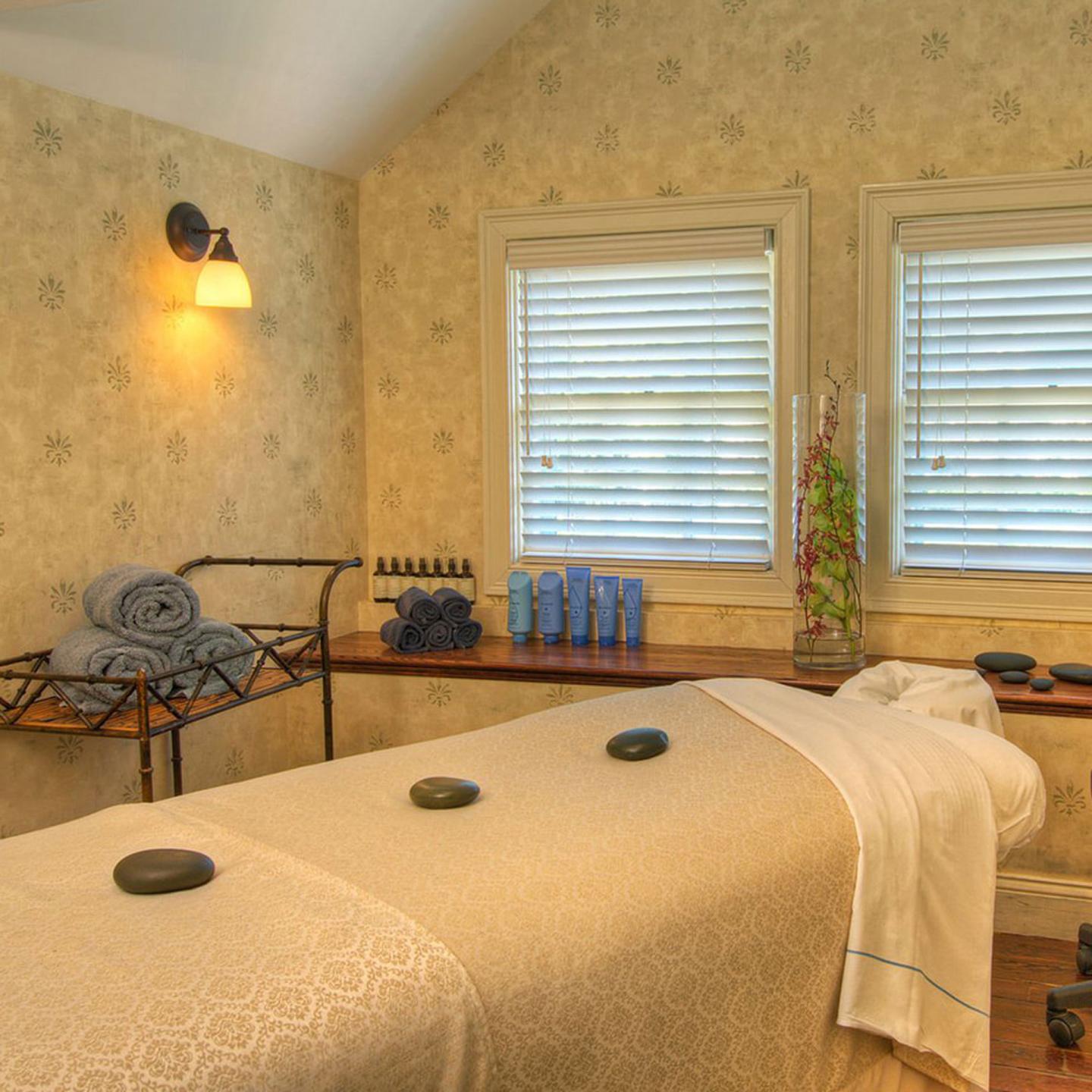 Castle Hill Resort spa massage table with hot rocks