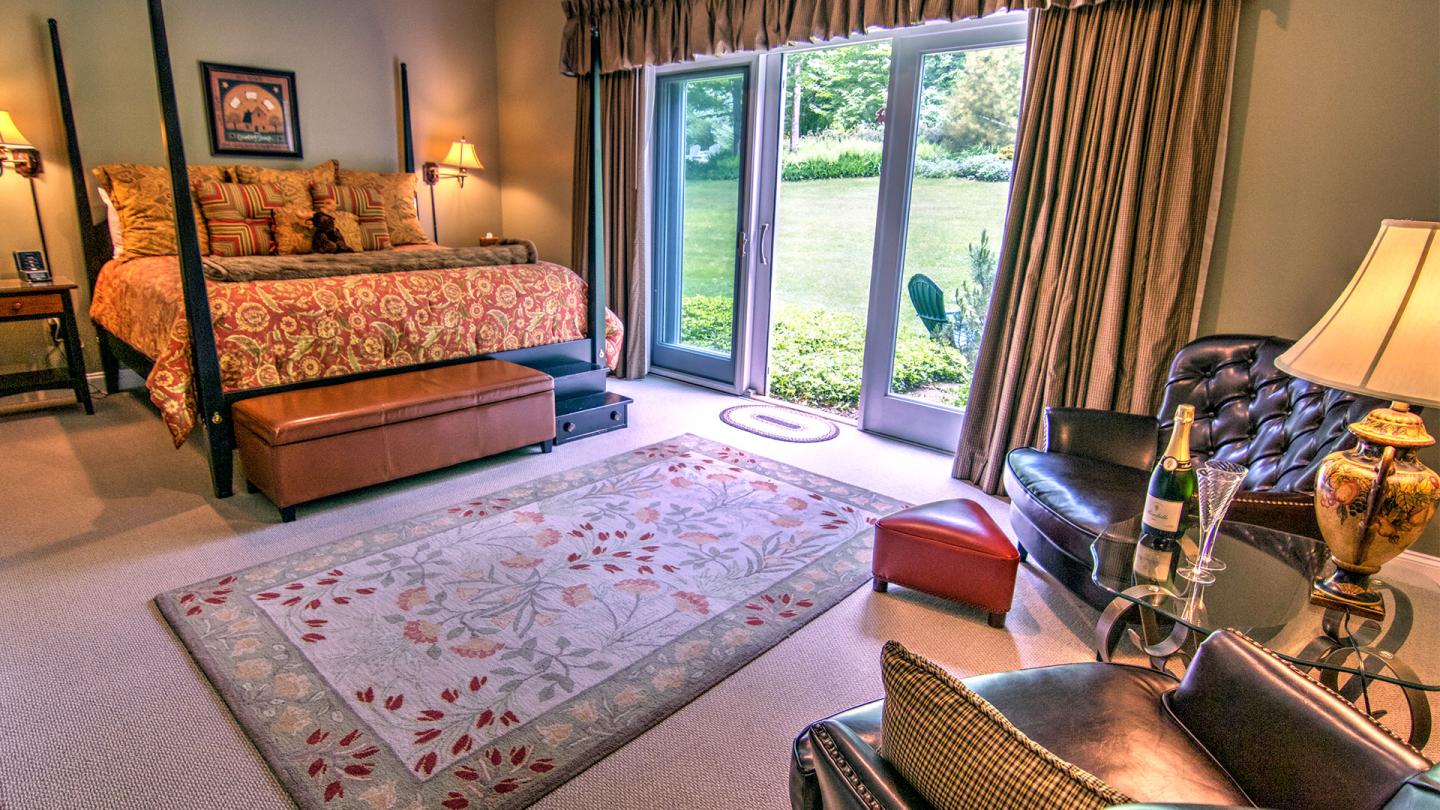 The Sugar Maple room is one of nine romantic, couples-only rooms at Stone Hill Inn in Stowe, Vermont.
