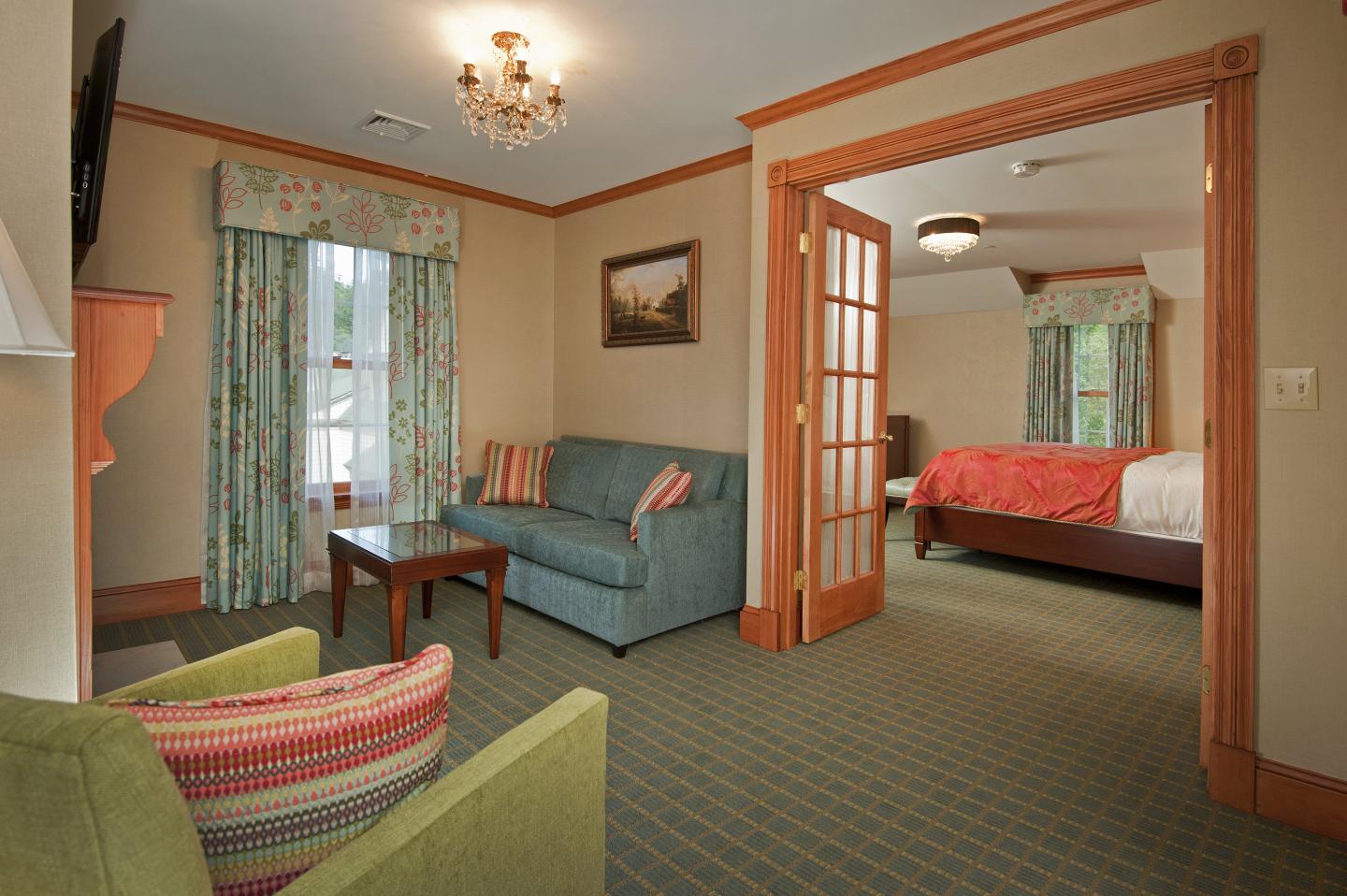 Suites with a king bed, gas fireplace and private outdoor hot tub.