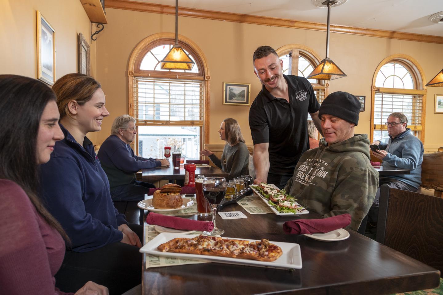 Dine in Woodstock Inn Brewery's award-winning restaurant.