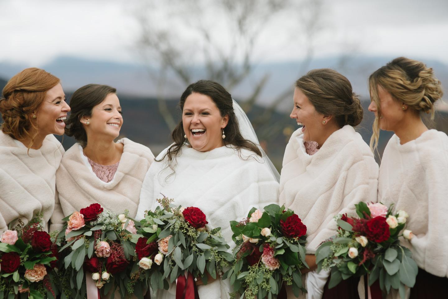 Bridal Party outdoors for winter