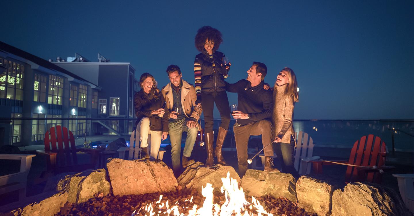 Group enjoying fire pit