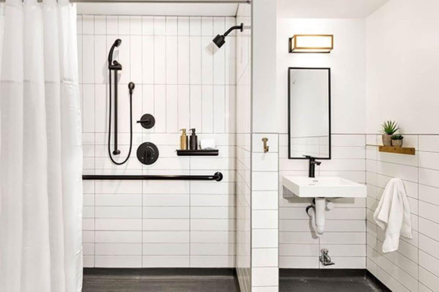 The Revolution Hotel guest room bathroom