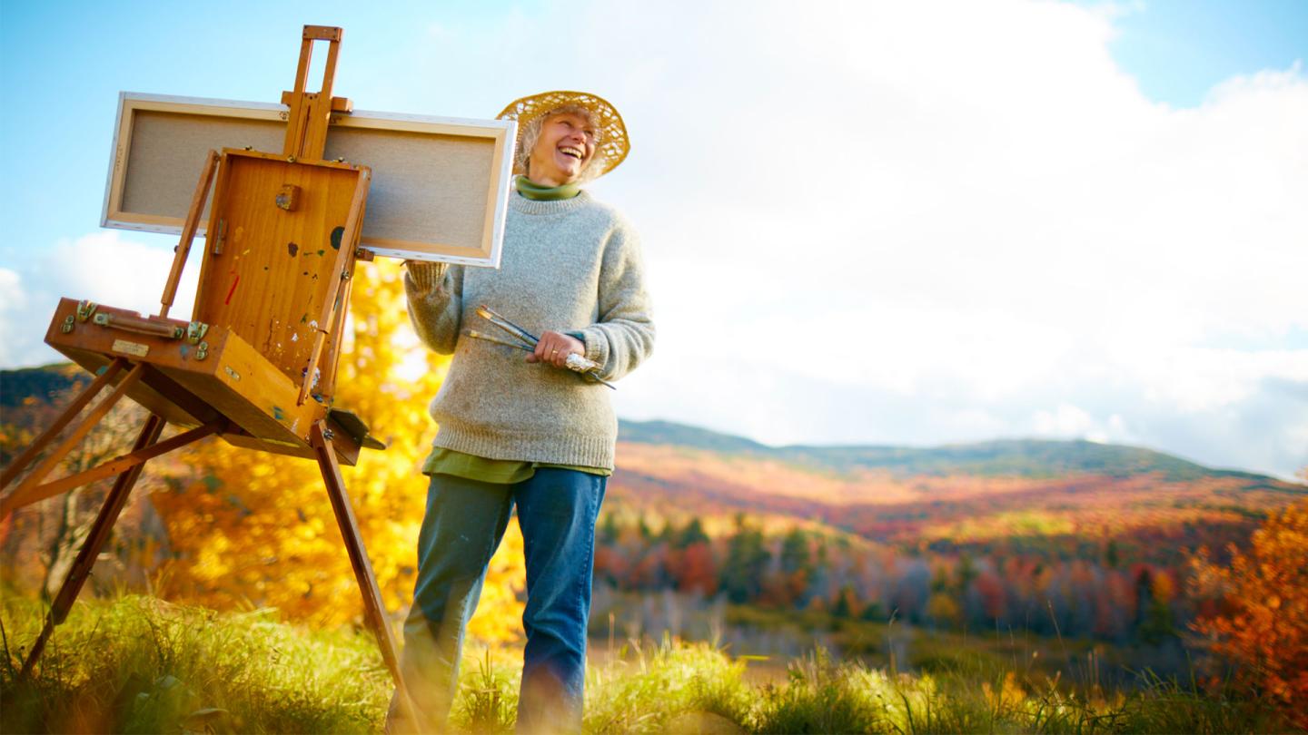 Artist Fall Hiking in New Hampshire