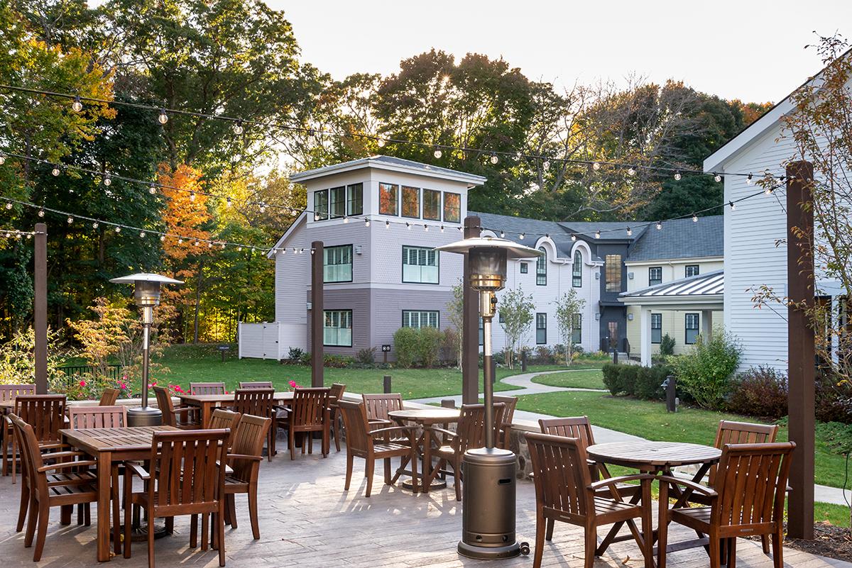 Outdoor patio dining at Grove