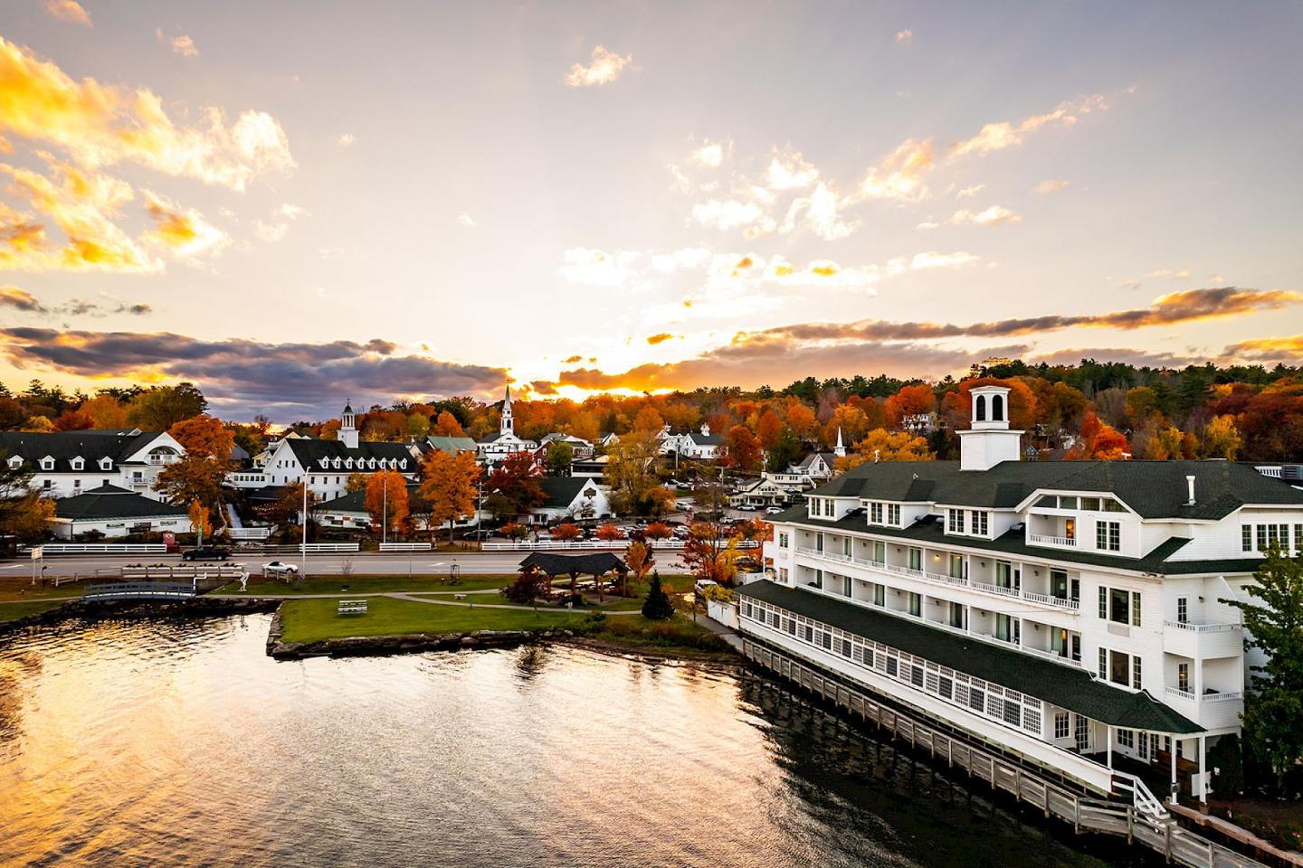 View from the lake at fall foliage