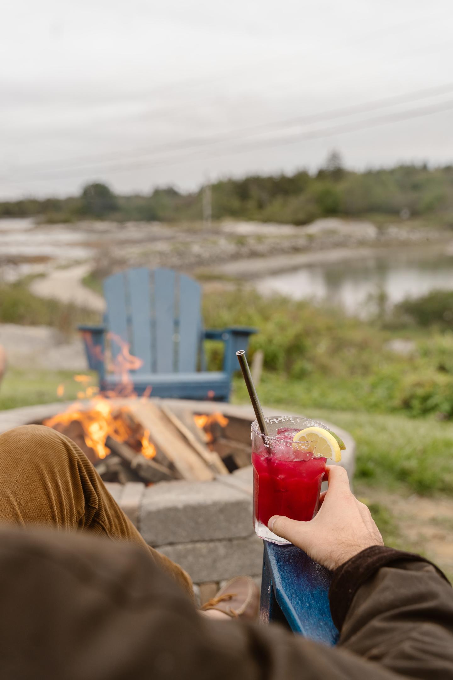 drinks by the fire pit