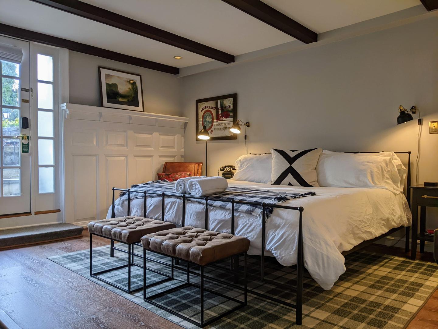 King bed in Room 3 at Stanton House Inn