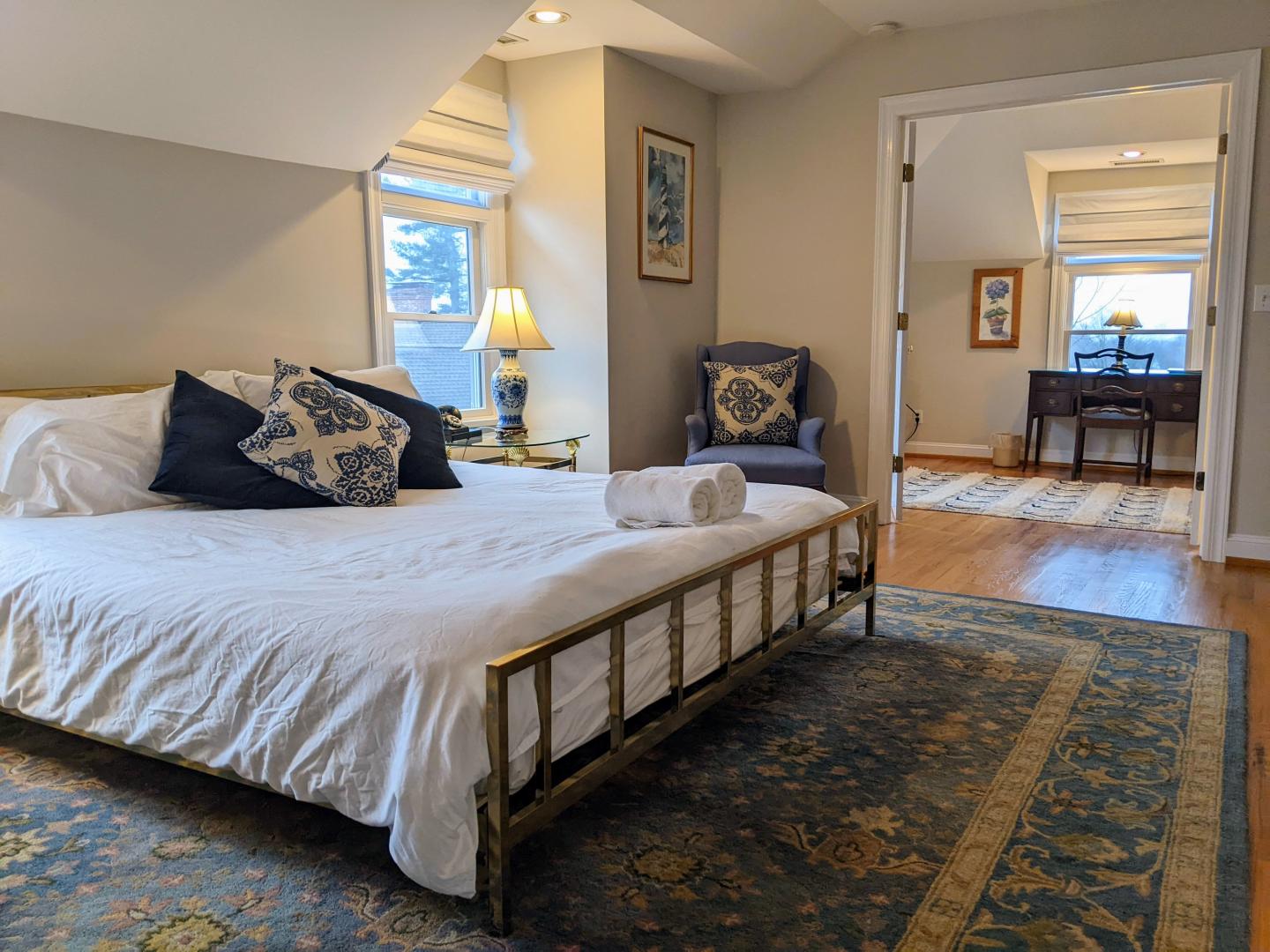 The Sackett Suite features a king bed and Whirlpool tub