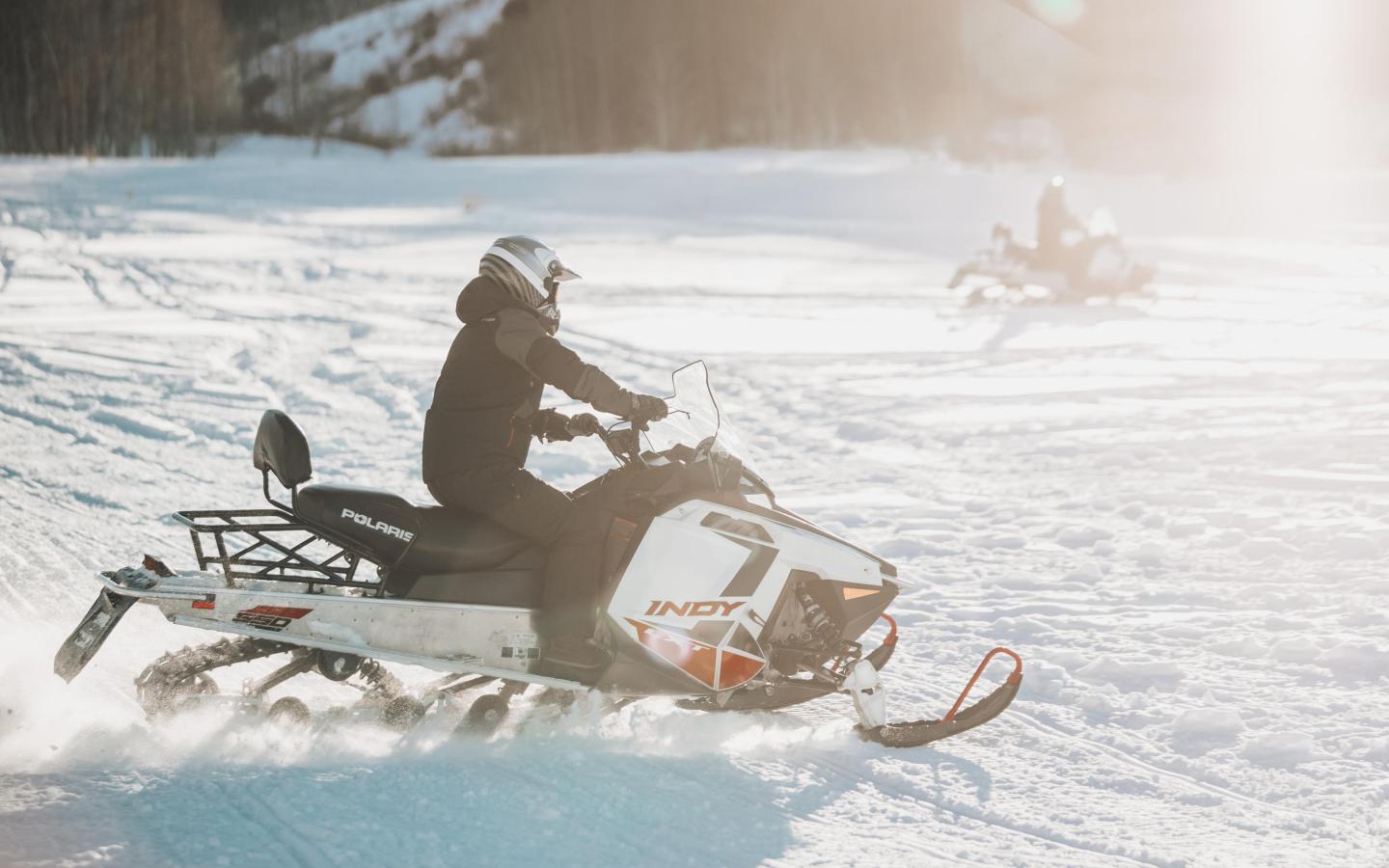 snowmobiling in winter