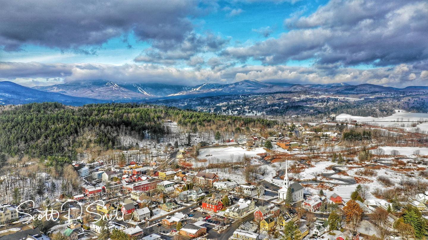 Stowe Vermont in Winter - Aerial View