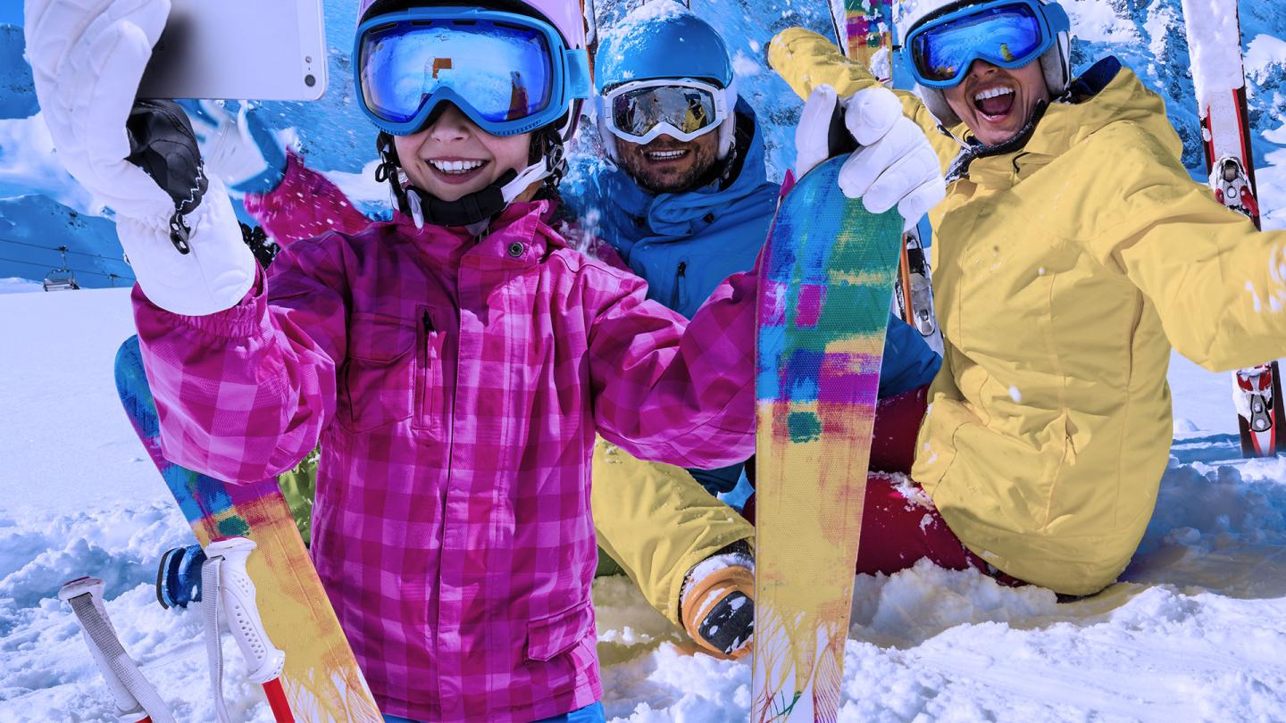 Winter Ski Vacation Family Selfie