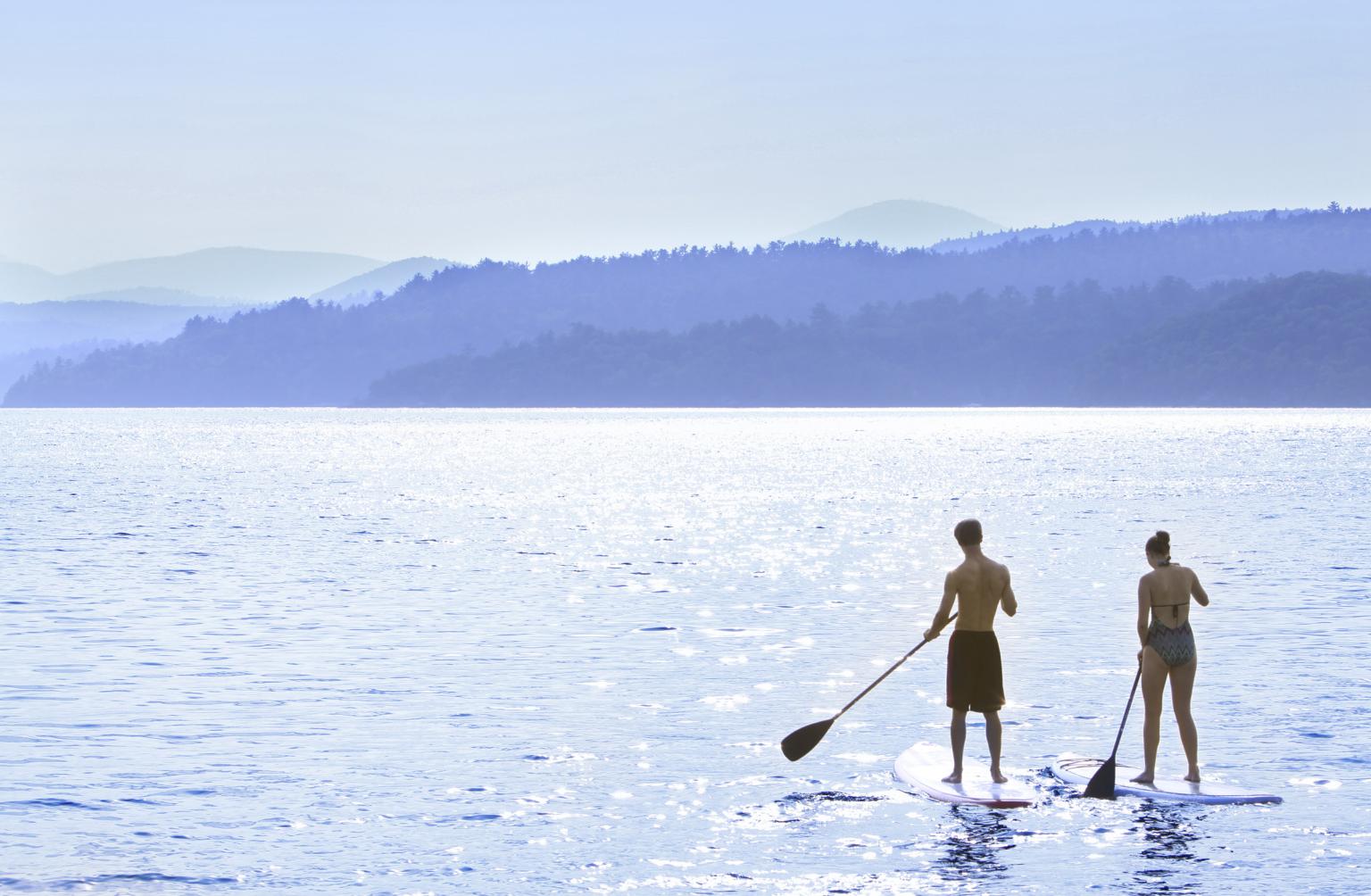 Paddleboarding on Lake Champlain