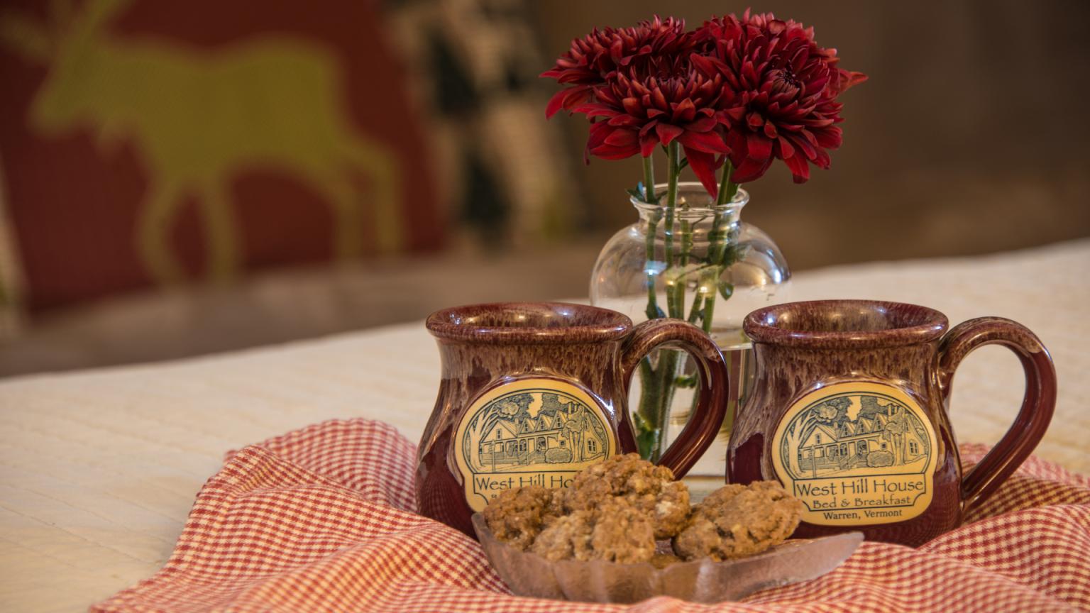 Coffee Mugs & Cookies at West Hill House B&B